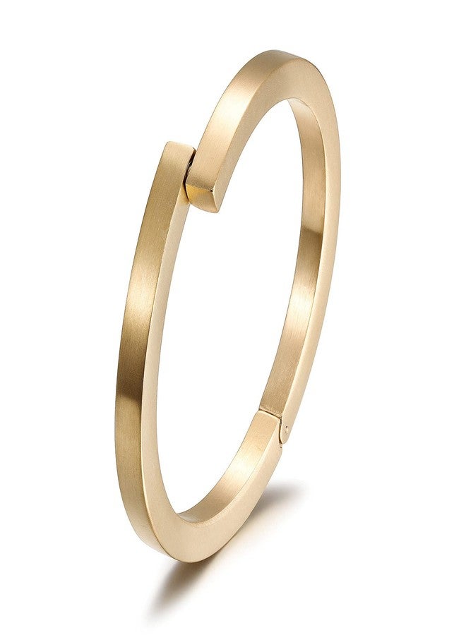 WISTIC 14K Gold Cuff Bracelets for Women, Magnetic Clasps Bangle Bracelet for Men,Stainless Steel Metal Cool Antique Retro Open Bracelet Jewelry, 6.5" Inner Circ - Image 1