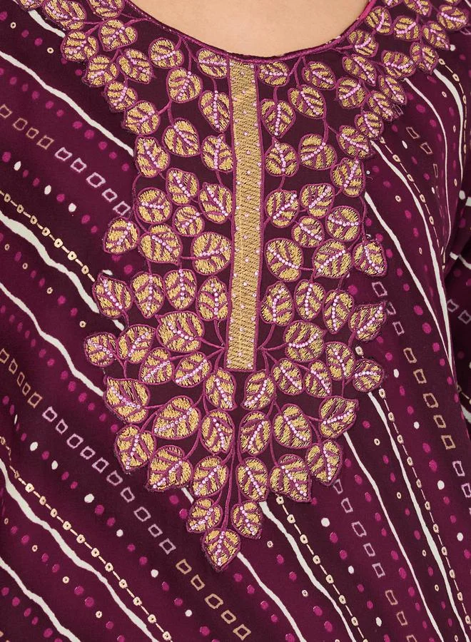 Maxim Creation Geo Print Rayon Mukhawar Jalabiya with Handwork by Styli