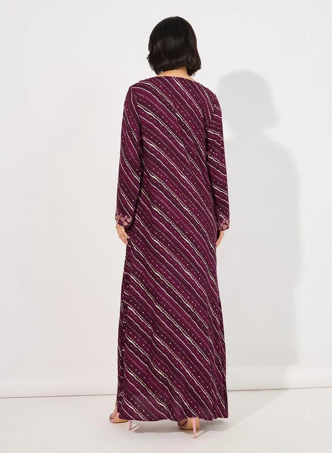 Maxim Creation Geo Print Rayon Mukhawar Jalabiya with Handwork by Styli