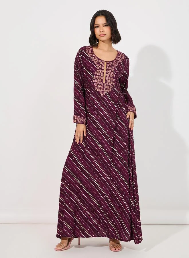 Maxim Creation Geo Print Rayon Mukhawar Jalabiya with Handwork by Styli