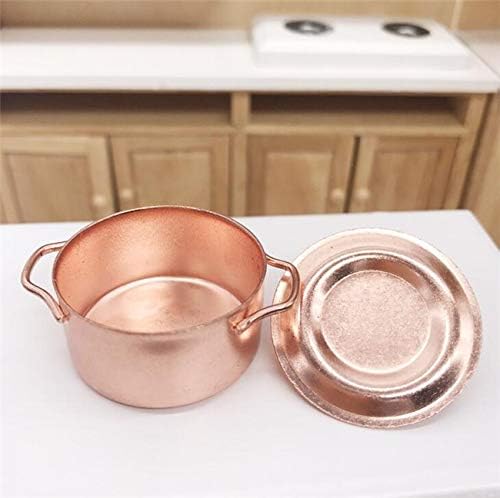 EatingBiting EatingBiting Mini Soup Pot 112 Dollhouse Miniature Kitchen Copper Pot 112 Dollhouse Miniature Furniture Kitchen Room Soup Pot Cooking Pot Landscape Miniature Bronze Frying pan Pot Cooking kit - Image 4