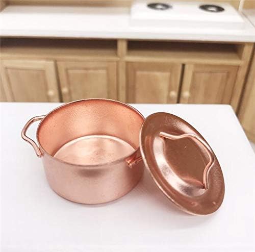 EatingBiting EatingBiting Mini Soup Pot 112 Dollhouse Miniature Kitchen Copper Pot 112 Dollhouse Miniature Furniture Kitchen Room Soup Pot Cooking Pot Landscape Miniature Bronze Frying pan Pot Cooking kit - Image 3