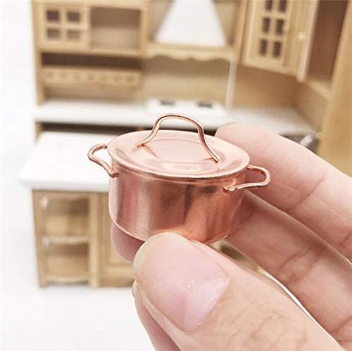 EatingBiting EatingBiting Mini Soup Pot 112 Dollhouse Miniature Kitchen Copper Pot 112 Dollhouse Miniature Furniture Kitchen Room Soup Pot Cooking Pot Landscape Miniature Bronze Frying pan Pot Cooking kit - Image 1