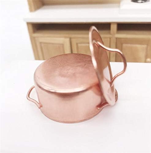 EatingBiting EatingBiting Mini Soup Pot 112 Dollhouse Miniature Kitchen Copper Pot 112 Dollhouse Miniature Furniture Kitchen Room Soup Pot Cooking Pot Landscape Miniature Bronze Frying pan Pot Cooking kit - Image 5