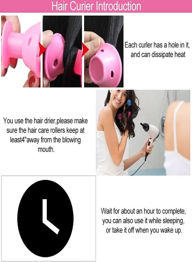 KIDWILL 10 Pcs Pink Magic Silicone Hair Rollers, Heatless Curling Rod Headband, Overnight Hair Curlers for Women, Hair Style Rollers, Styling Tools - Image 3