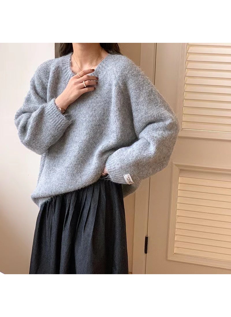 Generic - Korean Loose Solid Pullover Sweater Women Autumn Winter Brown - Image 1