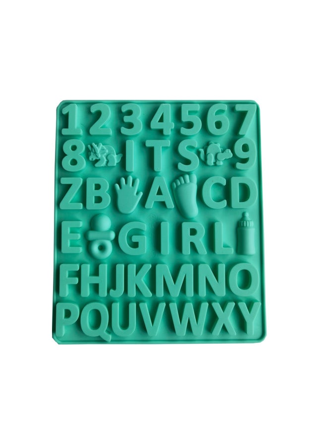 Girls Alphabet Number Chocolate 1 Silicone Mold Candy Pudding Dessert Cookie Mold Cake Baking Mold-Color:Horse Green - Image 1
