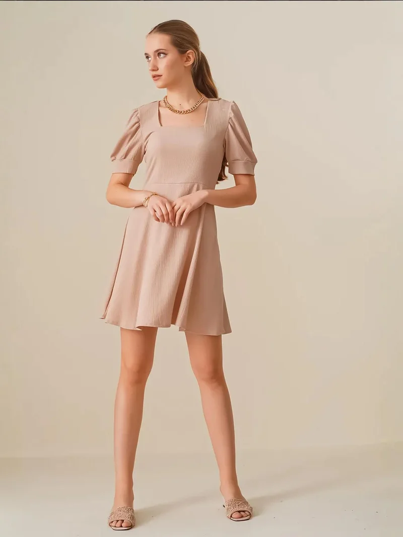 BIG DART BDART Textured Square Collar Mini Knit Dress