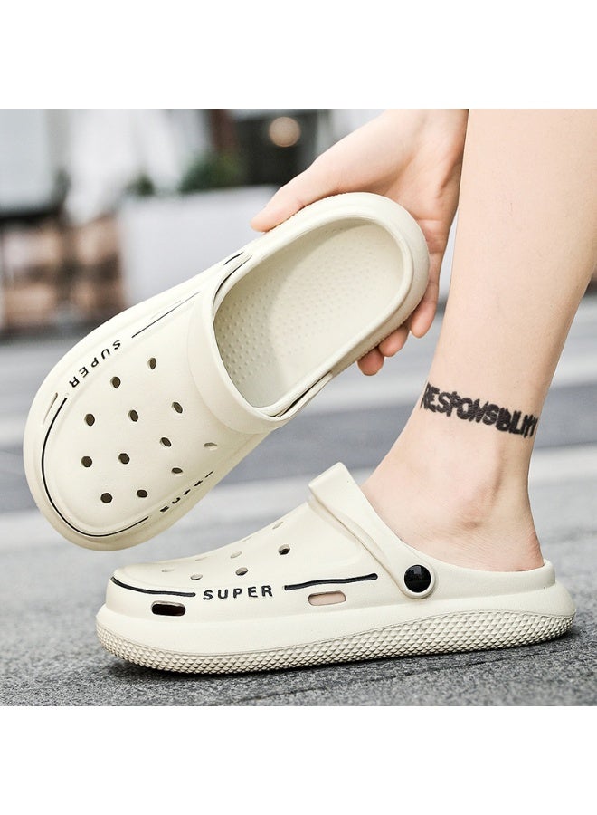 NIBEMINENT Breathable Men's Fashion Solid Hollow Out Water Shoes for Beach, Non Slip Indoor Outdoor Slippers - Ideal for Outdoor Events  - Image 2