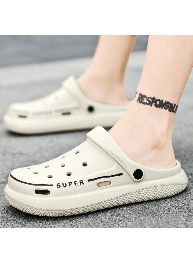 NIBEMINENT Breathable Men's Fashion Solid Hollow Out Water Shoes for Beach, Non Slip Indoor Outdoor Slippers - Ideal for Outdoor Events  - Image 3
