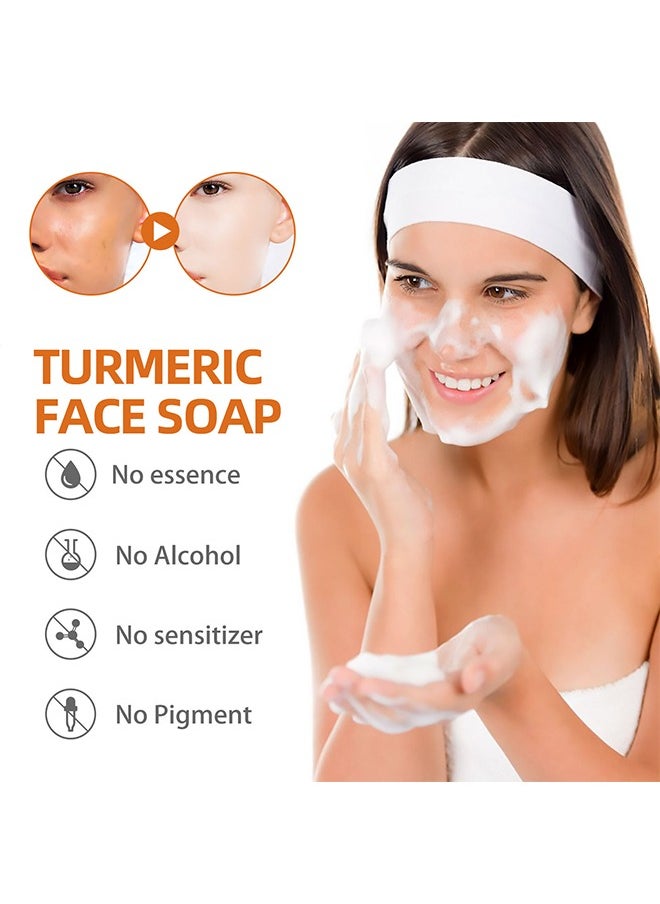 West&Month Turmeric Face Soap, Moisturizing Turmeric Soap For Face And Body, Whitening Turmeric Soap for Acne and Dark Spots, Acne Facial , Multiple Parts Can Be Used 100g  - Image 4