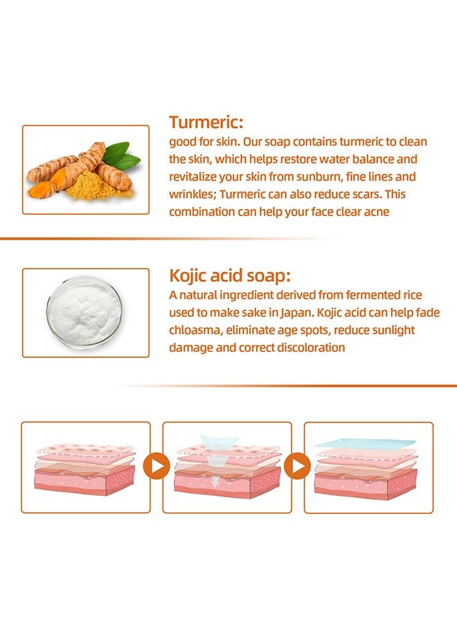 West&Month Turmeric Face Soap, Moisturizing Turmeric Soap For Face And Body, Whitening Turmeric Soap for Acne and Dark Spots, Acne Facial , Multiple Parts Can Be Used 100g  - Image 3