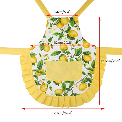 G2PLUS Thick Lemon Cotton Apron, Kitchen Apron for Women, Adjustable Cooking Apron with Pocket for Baking, Garden, Christmas - Image 2