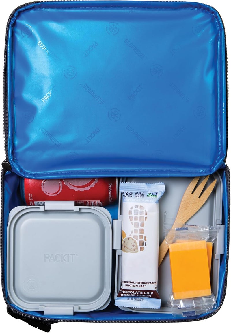 Pac-Kit Freezable Classic Lunch Box, City Charcoal, Built with EcoFreeze® Technology, Collapsible, Reusable, Zip Closure With Front Pocket and Buckle Handle, For Work Lunch - Image 5