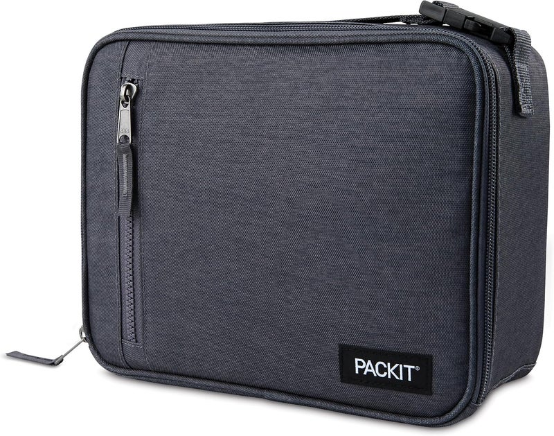 Pac-Kit Freezable Classic Lunch Box, City Charcoal, Built with EcoFreeze® Technology, Collapsible, Reusable, Zip Closure With Front Pocket and Buckle Handle, For Work Lunch - Image 1