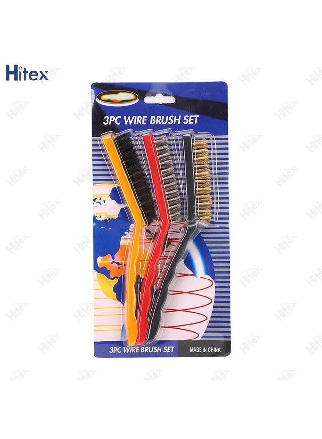 هيتكس مجموعة من 3 فرش سلكية | فرش كاشطة لتنظيف خبث اللحام، وصدأ طلاء المعادن، والغبار | فرش من النحاس، والنايلون، والفولاذ المقاوم للصدأ | فرشاة تنظيف بمقبض منحني للبناء | 9 بوصات - Image 5