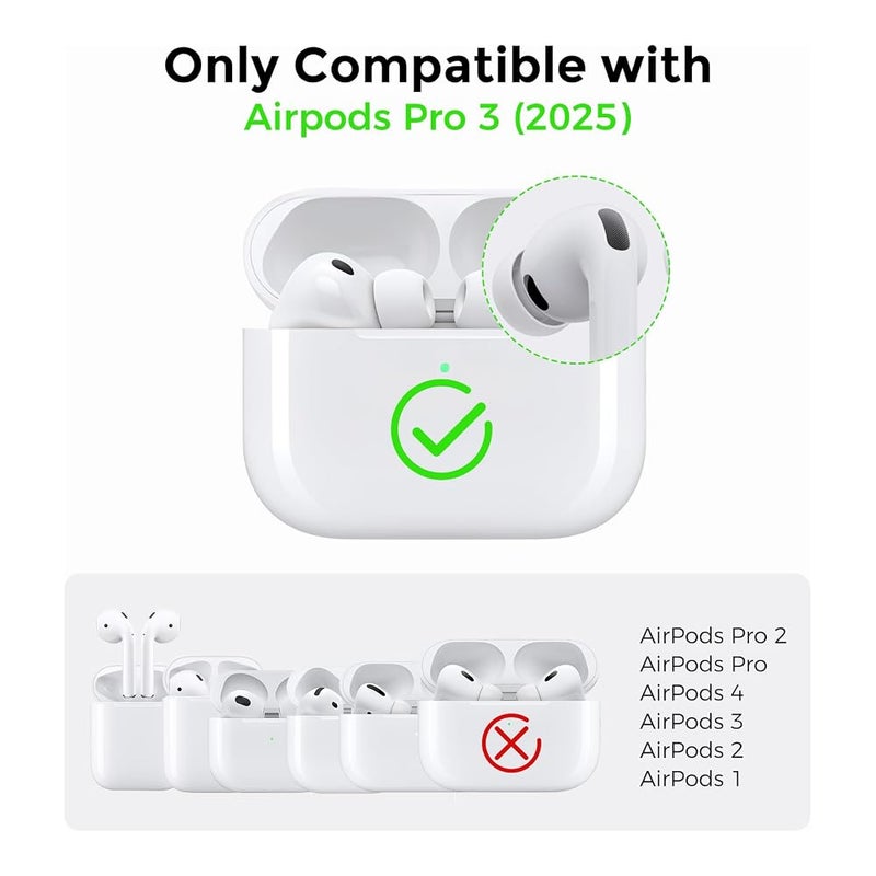 Ahastyle AirPods Pro 3 Case Cover (2025) with Cleaning Kit Soft Silicone AirPods Pro 3rd Generation Case with Lanyard Full Body Shockproof Cover Skin for Apple AirPods Pro 3rd Gen 2025 - Image 3