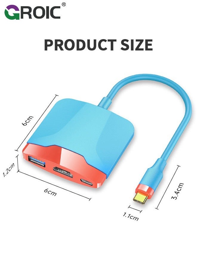 USB C to HDMI Adapter for Nintendo Switch/Switch OLED/MacBook Pro Air/iPad Pro/Android Phone, USB3.0 5GBps Date Transfer, USBC 4K Output Multiport AV Converter Adaptor Switch