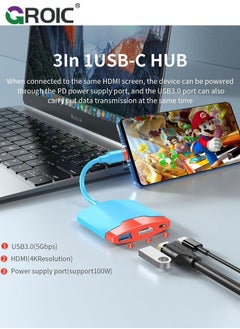 جرويك USB C to HDMI Adapter for Nintendo Switch/Switch OLED/MacBook Pro Air/iPad Pro/Android Phone, USB3.0 5GBps Date Transfer, USBC 4K Output Multiport AV Converter Adaptor Switch  - Image 4