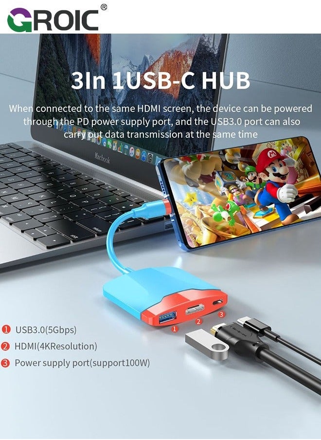 GROIC USB C to HDMI Adapter for Nintendo Switch/Switch OLED/MacBook Pro Air/iPad Pro/Android Phone, USB3.0 5GBps Date Transfer, USBC 4K Output Multiport AV Converter Adaptor Switch  - Image 4
