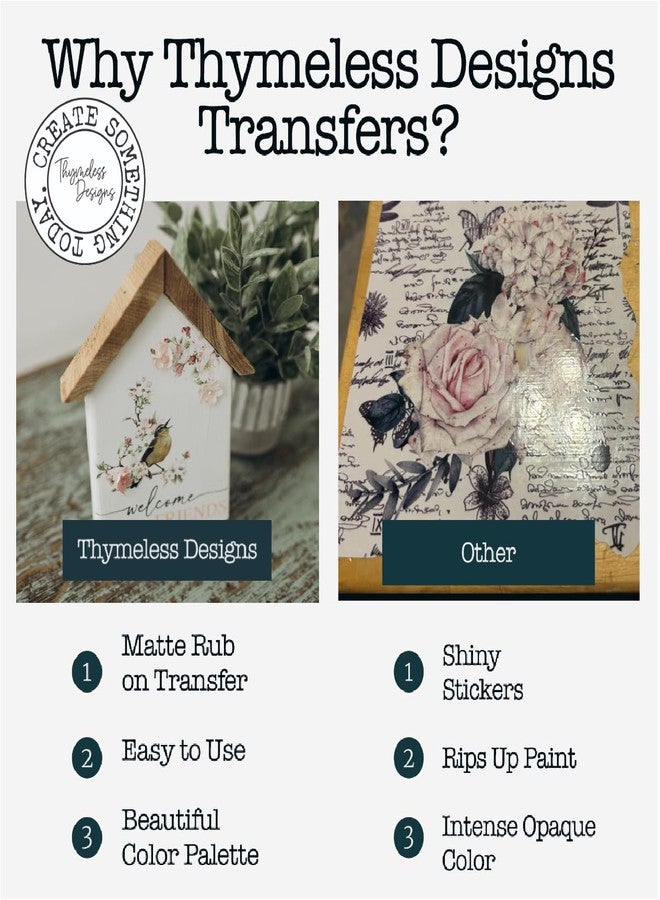 Thymeless Designs Rub on Transfers for Crafts and Furniture | 3 Sheets 6”x 12” | Home Decor Transfers | Furniture and Craft Decals | (Farmhouse Churches) - Image 2