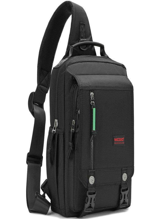 NICGID Sling Bags Chest Shoulder Backpacks, Laptop Backpack Crossbody Messenger Bag Travel Outdoor Men Women (Black, 14.1 inch) - Image 1