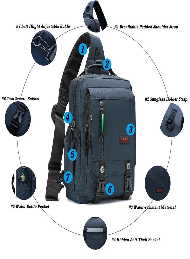 NICGID Sling Bags Chest Shoulder Backpacks, Laptop Backpack Crossbody Messenger Bag Travel Outdoor Men Women (Black, 14.1 inch) - Image 3