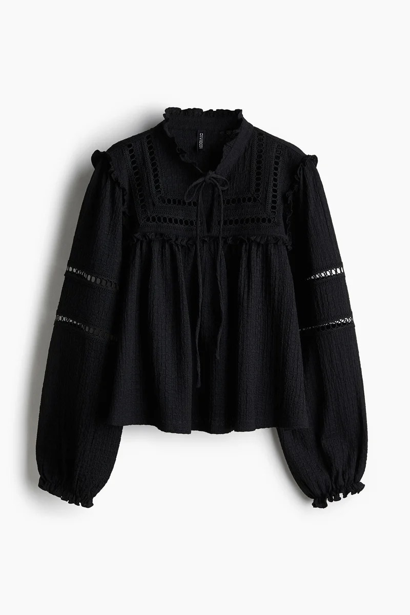 H&M Oversized Frill-Trimmed Blouse