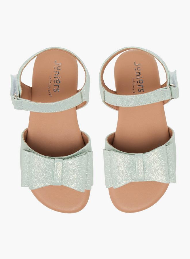 JUNIORS Girls Bow Applique Hook and Loop Sandals - Image 1