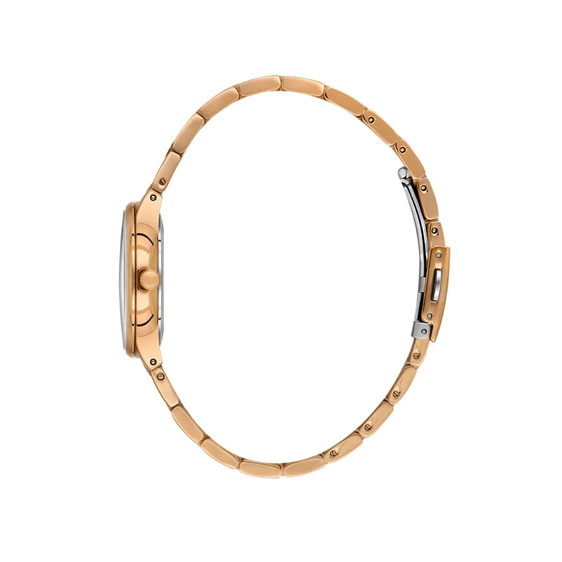 DANIEL KLEIN Women's Stainless Steel Rose Gold Steel Case Analog Silver Round Sunray Dial Japanese Quartz Diamond 30 Meters Water Resistant