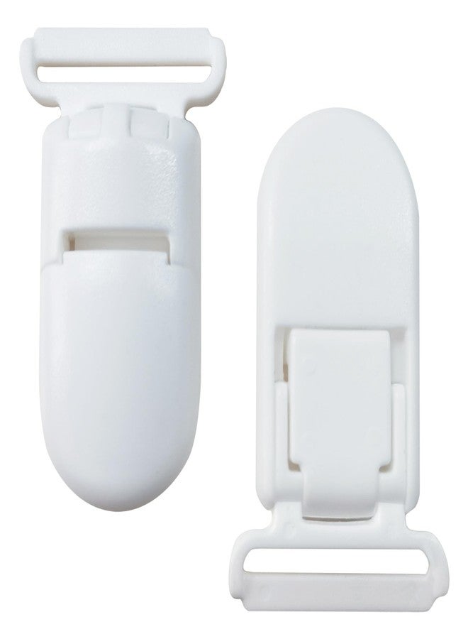 Langmeil 100pack 20mmRibbon Pacifier Plastic Suspender Clips for DIY Teething Toys Baby Blankets Dummy Bib Leash, White - Image 1