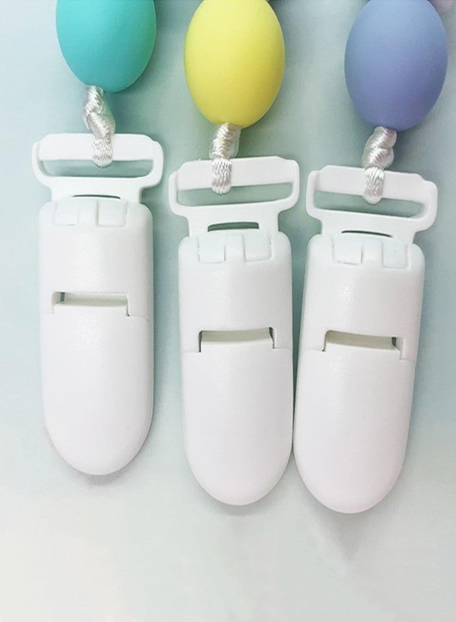 Langmeil 100pack 20mmRibbon Pacifier Plastic Suspender Clips for DIY Teething Toys Baby Blankets Dummy Bib Leash, White - Image 2