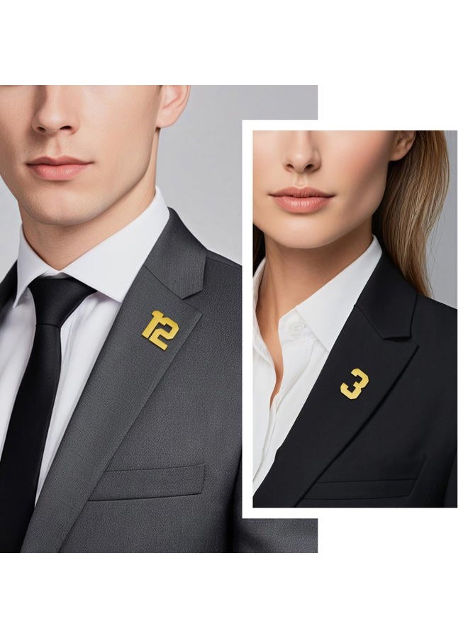 AMITER Personalized 0-100 Number Lapel Pins, 18K Gold Brooch Pin Tie Tacks for Suits, Neckties, Hats, Men & Women - Image 2