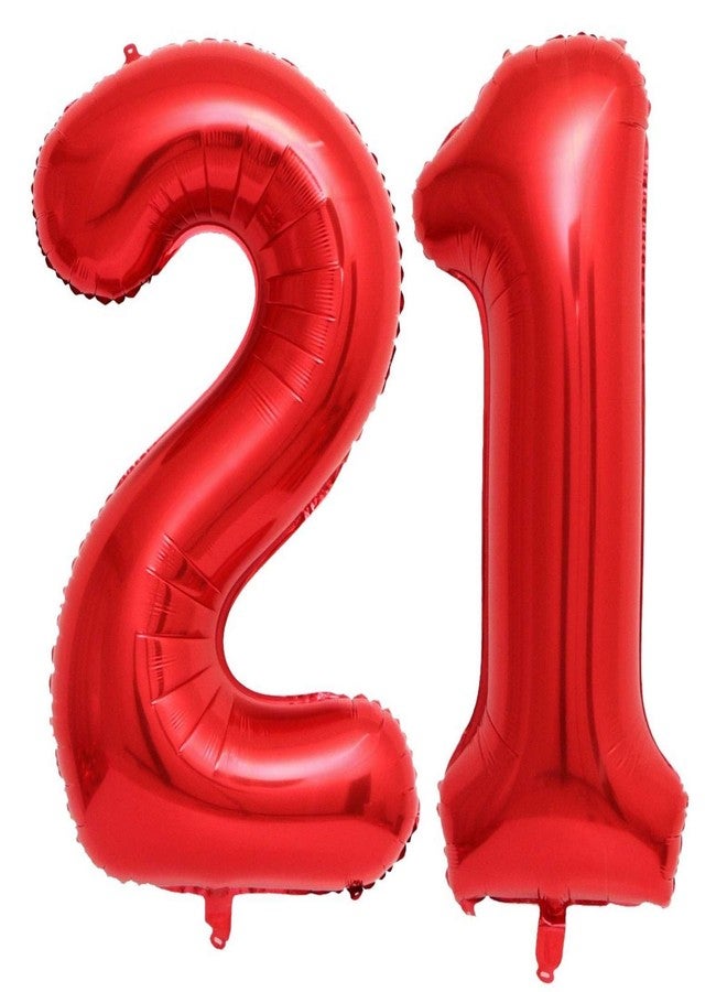 Lovoir Red 21 Number Balloons, 40 Inch Giant Number 21 Balloons Foil Mylar Helium Red Number Balloons for 21th Birthday Party Supplies Anniversary Event Celebration Decorations - Image 1