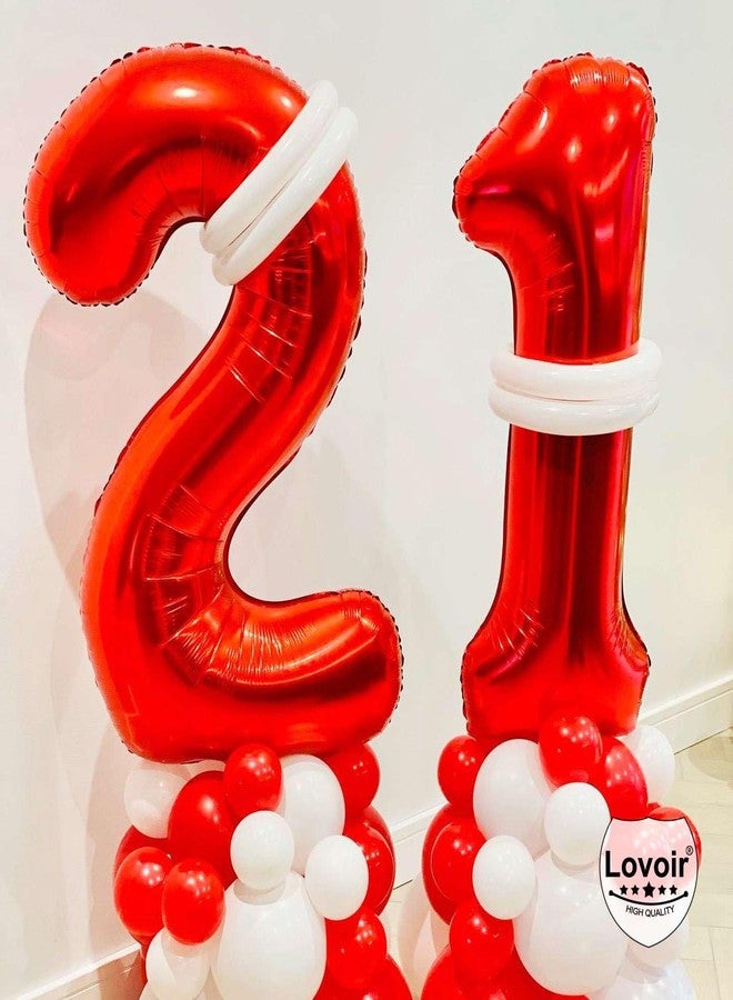 Lovoir Red 21 Number Balloons, 40 Inch Giant Number 21 Balloons Foil Mylar Helium Red Number Balloons for 21th Birthday Party Supplies Anniversary Event Celebration Decorations - Image 4
