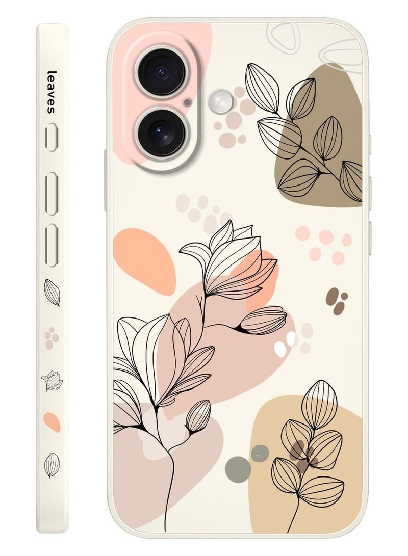 for iPhone 16 Plus Case Scratch Resistant Soft Slim Fit Floral Phone Cover for iPhone 16 Plus 6.7 inch-Morandi White - Image 1