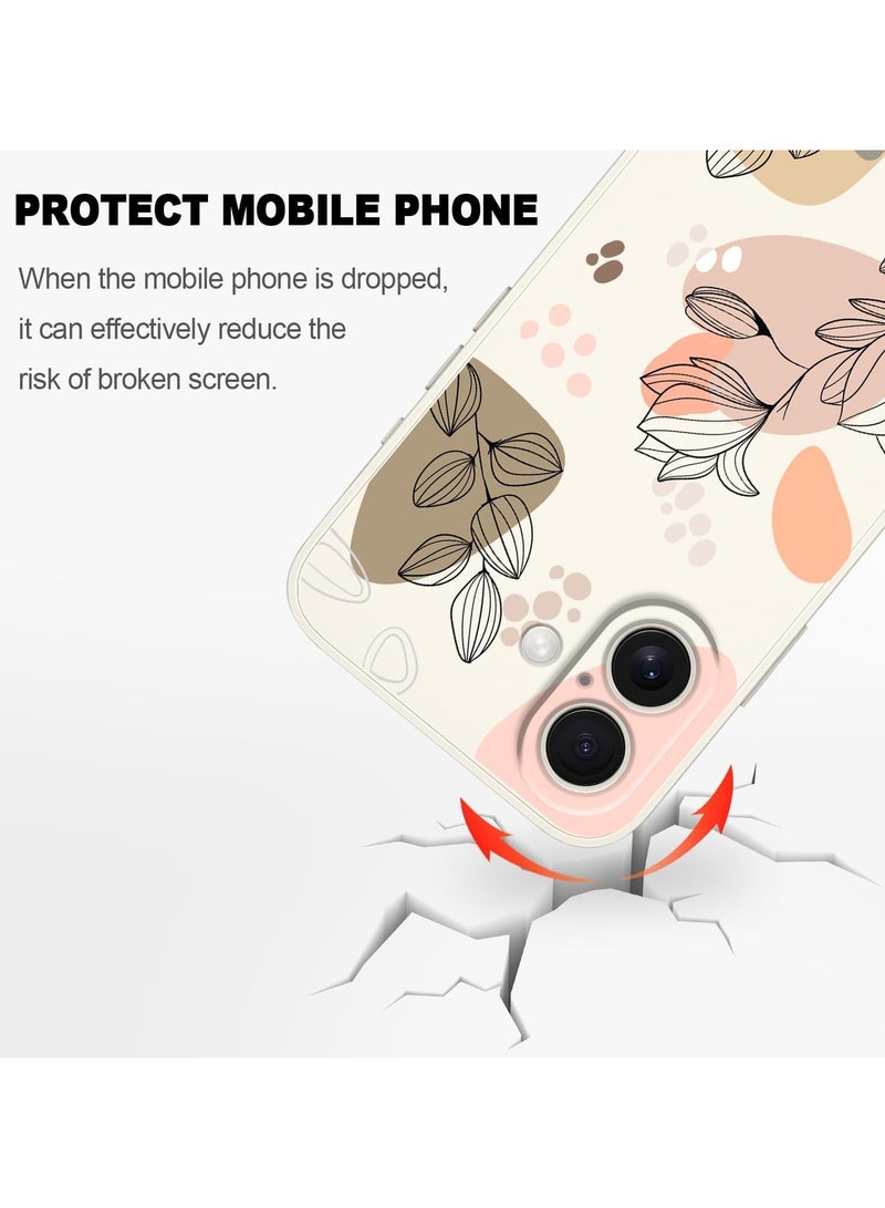 for iPhone 16 Plus Case Scratch Resistant Soft Slim Fit Floral Phone Cover for iPhone 16 Plus 6.7 inch-Morandi White - Image 5