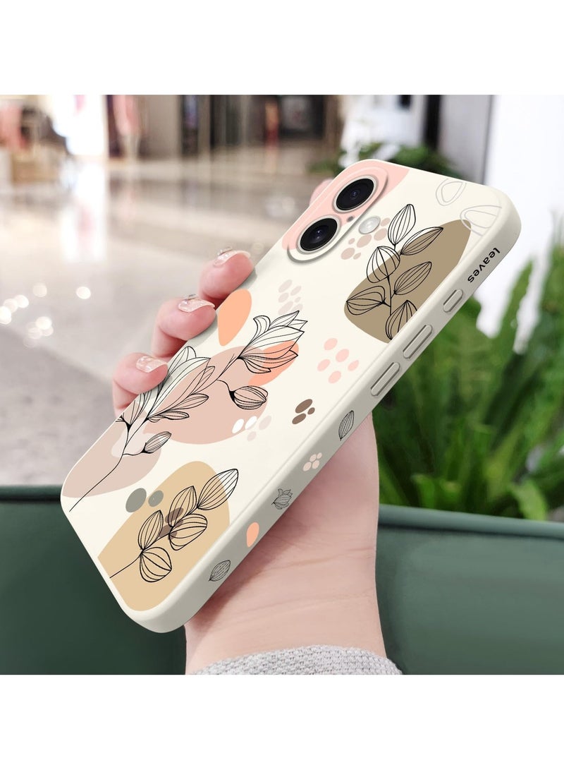 for iPhone 16 Plus Case Scratch Resistant Soft Slim Fit Floral Phone Cover for iPhone 16 Plus 6.7 inch-Morandi White - Image 4