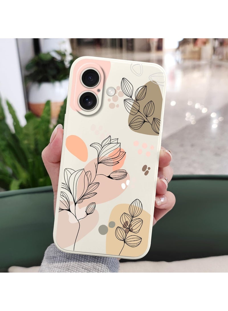 for iPhone 16 Plus Case Scratch Resistant Soft Slim Fit Floral Phone Cover for iPhone 16 Plus 6.7 inch-Morandi White - Image 3