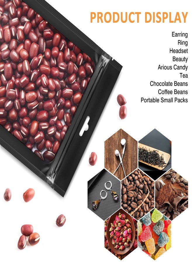 LODROC 100 Pieces Resealable Mylar Ziplock Bags with Clear Window - 4.7x7.8 Inches Smell Proof Bag Coffee Beans Packaging Pouch for Food Self Sealing Storage Supplies Jewelry Electronics Party, Black - Image 4