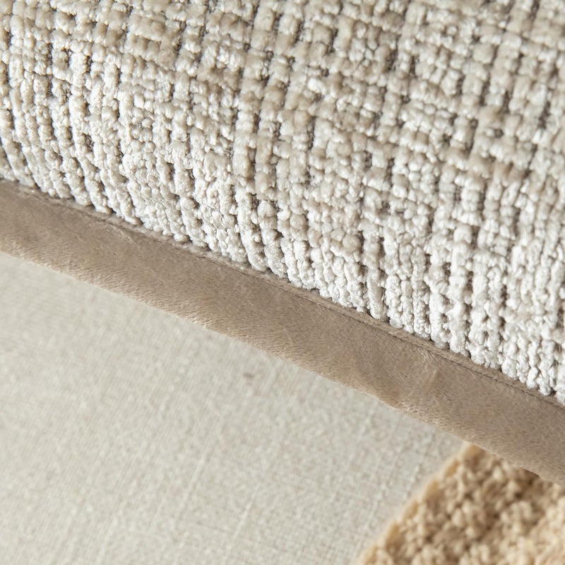 Yaertun Pack of 2 Chenille Textured Decorative Throw Pillow Covers Accent Solid Cushion Cover Soft Cozy Pillow Case with Velvet Back for Couch Sofa Bed Living Room 24x24 Inch Khaki - Image 3