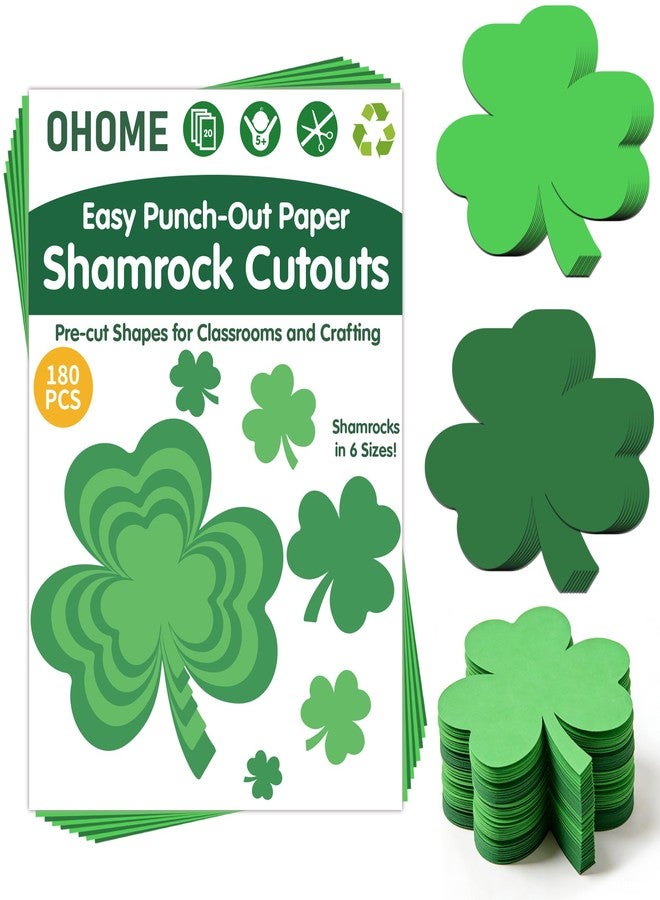 OHOME St Patricks Day Decorations - 180 PCS Shamrock Cutouts Pre-Cut Set | St Patricks Day Party Favors Supplies Accessories Decor for School Class - Spring Decor Shamrock Crafts Stickers for Bulletin Board - Image 1