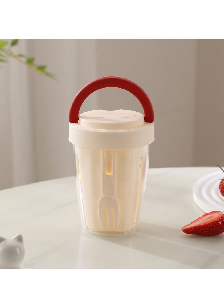 Generic Fruit Salad Container, Salad Spinner, Portable Leak Proof Fruit Cup with Fork and Colander, Fruit Storage Containers for Fridge Keep Fresh, Fruits Drainage Cups for Kitchen, Office, Party, Camping  - Image 1