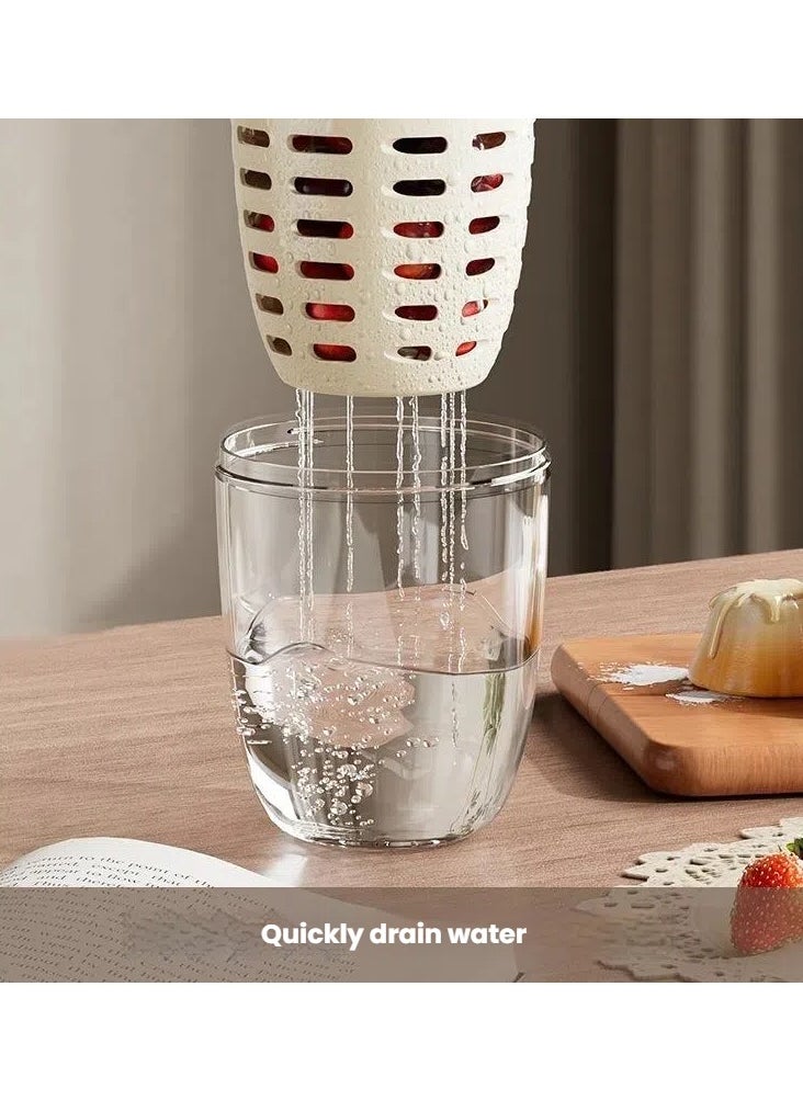 Generic Fruit Salad Container, Salad Spinner, Portable Leak Proof Fruit Cup with Fork and Colander, Fruit Storage Containers for Fridge Keep Fresh, Fruits Drainage Cups for Kitchen, Office, Party, Camping  - Image 2