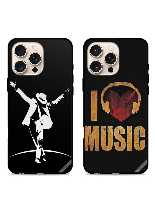 Covernex Two Cases For Apple iPhone 16 Pro Max Protective Covers Mj Style and i Love Music - Image 1