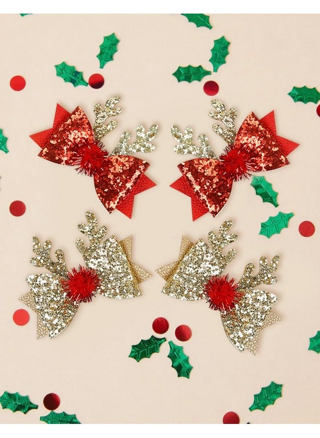 Tobeffect - Christmas Hair Bows Reindeer Antlers Hair Clips Holiday Hair Bows For Girls Cute Christmas Hair Accessories For Women - Image 1