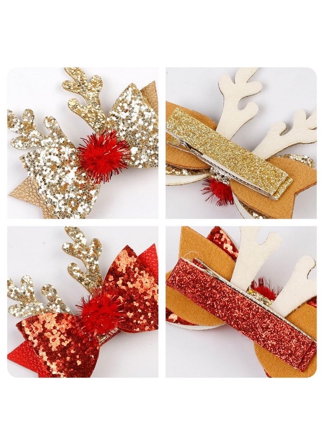 Tobeffect - Christmas Hair Bows Reindeer Antlers Hair Clips Holiday Hair Bows For Girls Cute Christmas Hair Accessories For Women - Image 1