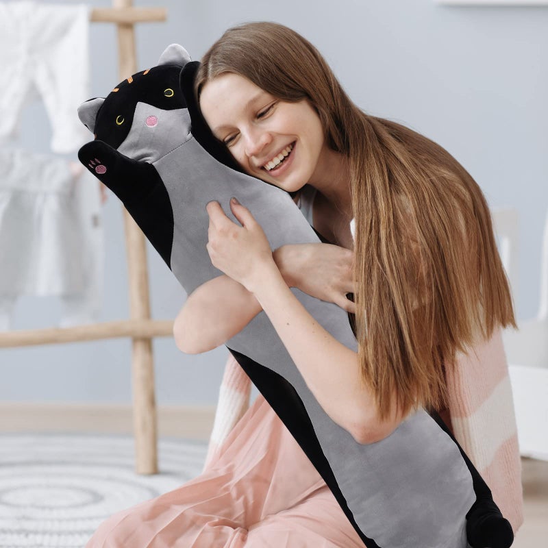 shangman Lovely Plush Cat Doll - Cute Cartoon Soft Stuffed Kitten Pillow, Long Throw Sleeping Pillow, Valentineâ€™s Day Gift for Kids & Girlfriend (Black, 50cm/19.6in) - Image 5