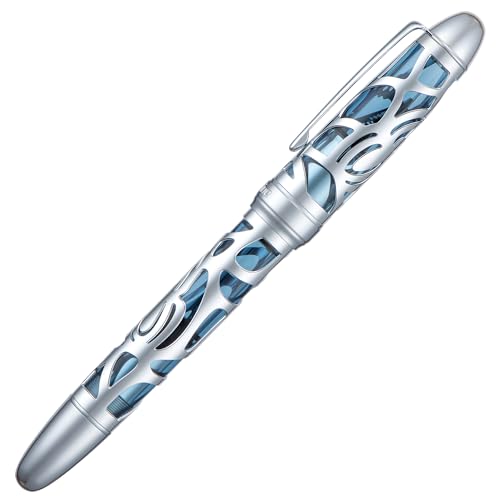 Asvine P80 Piston Filling Fountain Pen Medium Nib, Spider Skeleton Transparent Gray Blue Acrylic Pen Case and Wrench Set - Image 2