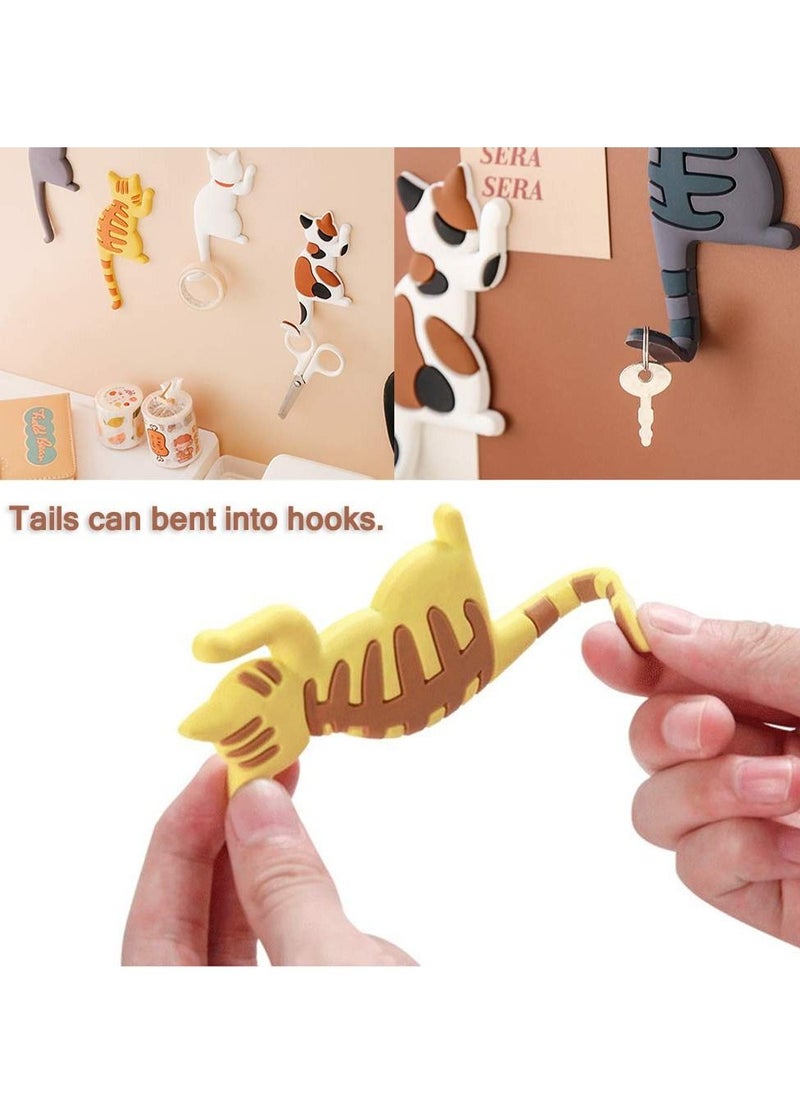 KASTWAVE Magnetic Refrigerator Stickers, Cartoon Cats Magnetic Suction Refrigerator Hook PVC Decorative Household Items Can Be Used to Hang Photos Memo Keys (6 Pieces)  - Image 3